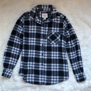 F21 Flannel Shirt-Black/White Plaid